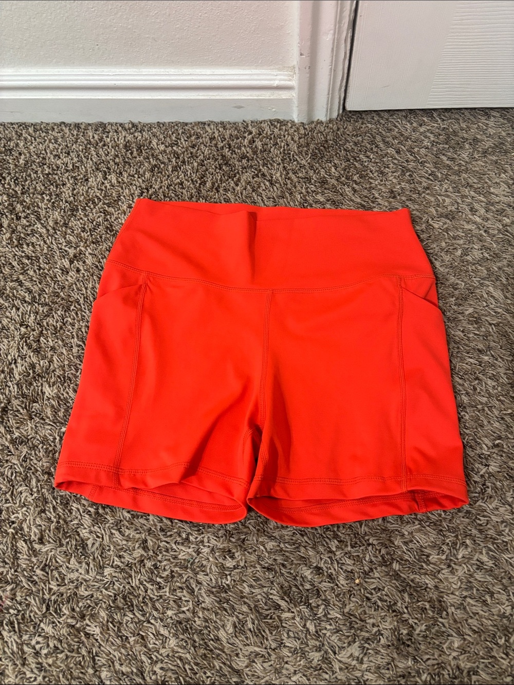 Senita Athletics Coral-Red Bike Shorts
